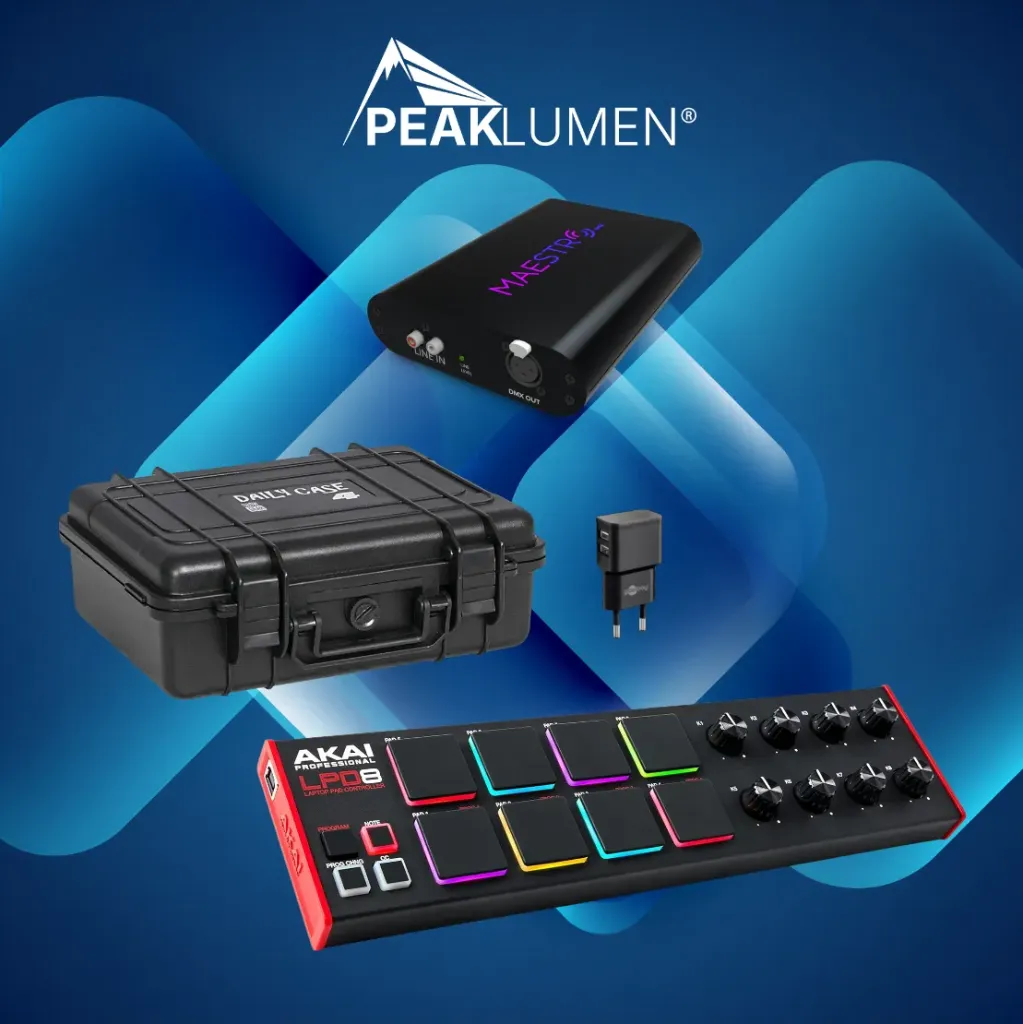 Kit de accesorios MaestroDMX™ Dos: con estuche y controlador MIDI (512 canales - 1 universo)